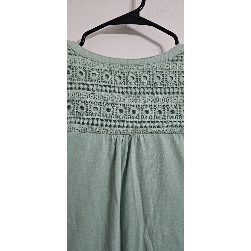 Orvis Anna Crochet Top Womens 2X Green V-Neck Casual Flowy Beach Lounge Wear - Picture 10 of 10